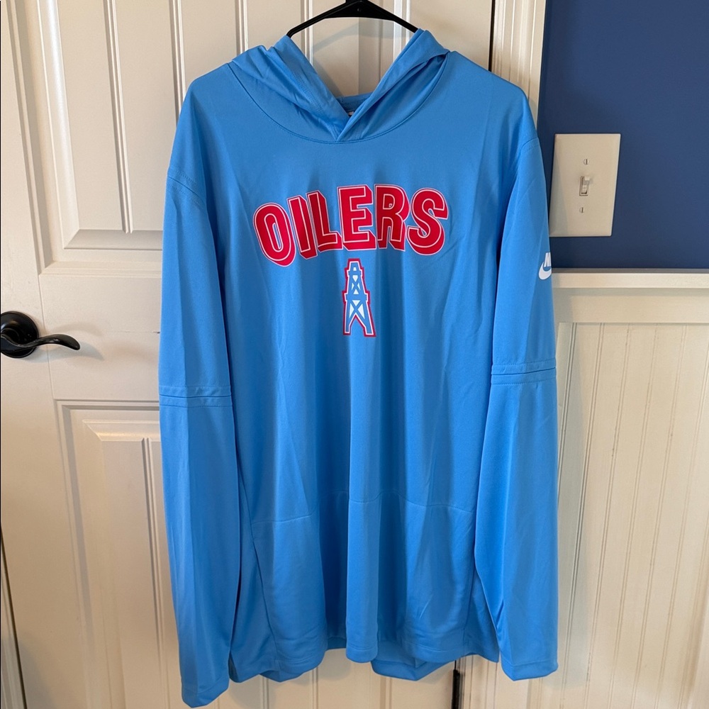 Nike Light Blue Oilers Lightweight Hoodie